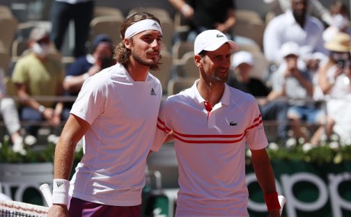 Stefanos Tsitsipas and Novak Djokovic pre-match routine