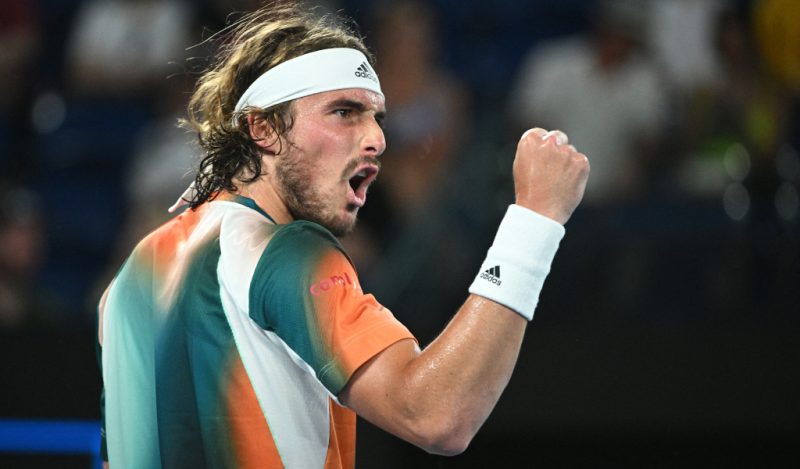 Stefanos Tsitsipas in action