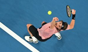 Stefanos Tsitsipas in action