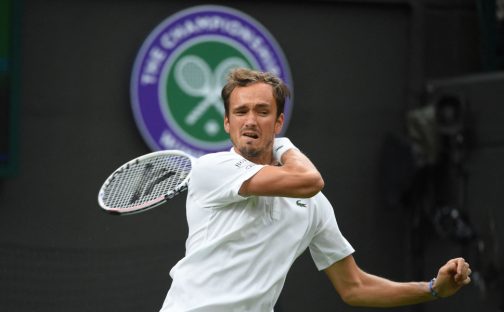 Daniil Medvedev plays a shot