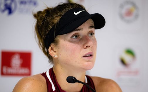 Elina Svitolina addresses the media