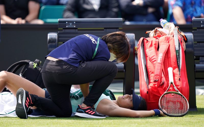 Emma Raducanu receives treatment