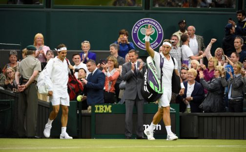 Marcus Willis and Roger Federer at Wimbledon