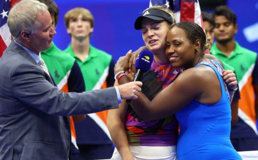 Patrick McEnroe and US Open women's doubles runners-up Caty McNally and Taylor Townsend