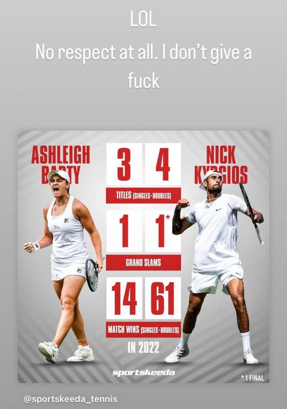 Nick Kyrgios Instagram Story