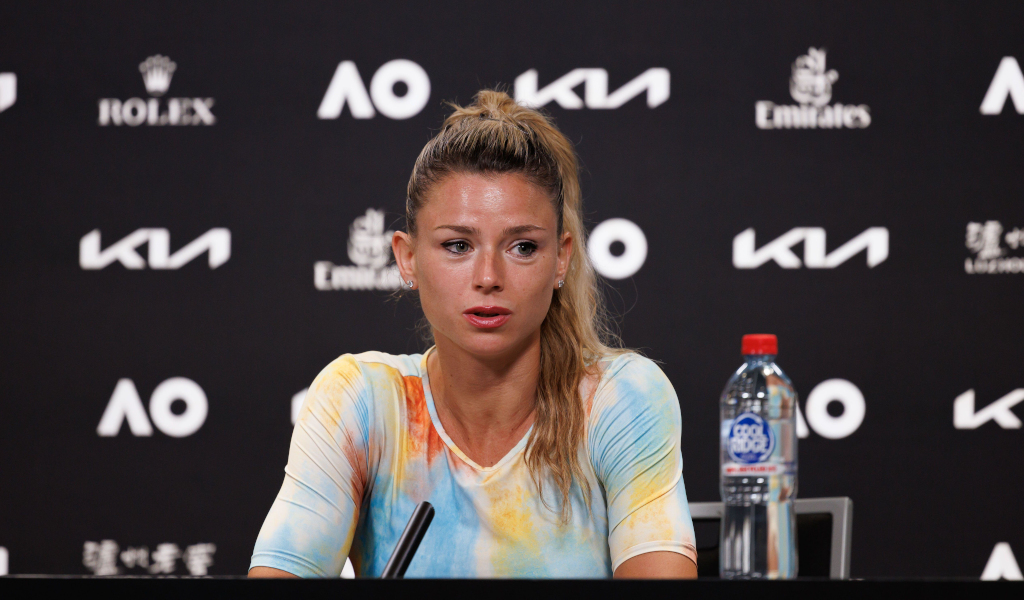 Camila Giorgi talks to the media