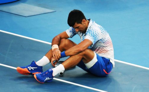 Novak Djokovic hits the deck