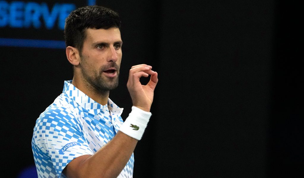 Novak Djokovic gestures