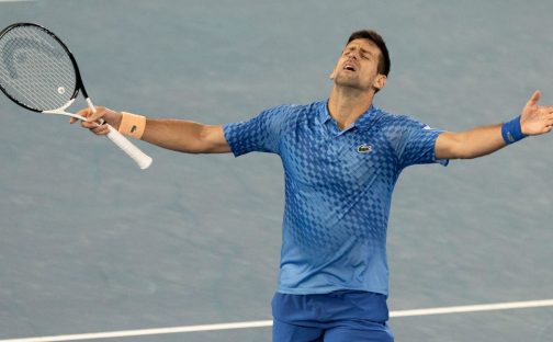 Novak Djokovic celebrates