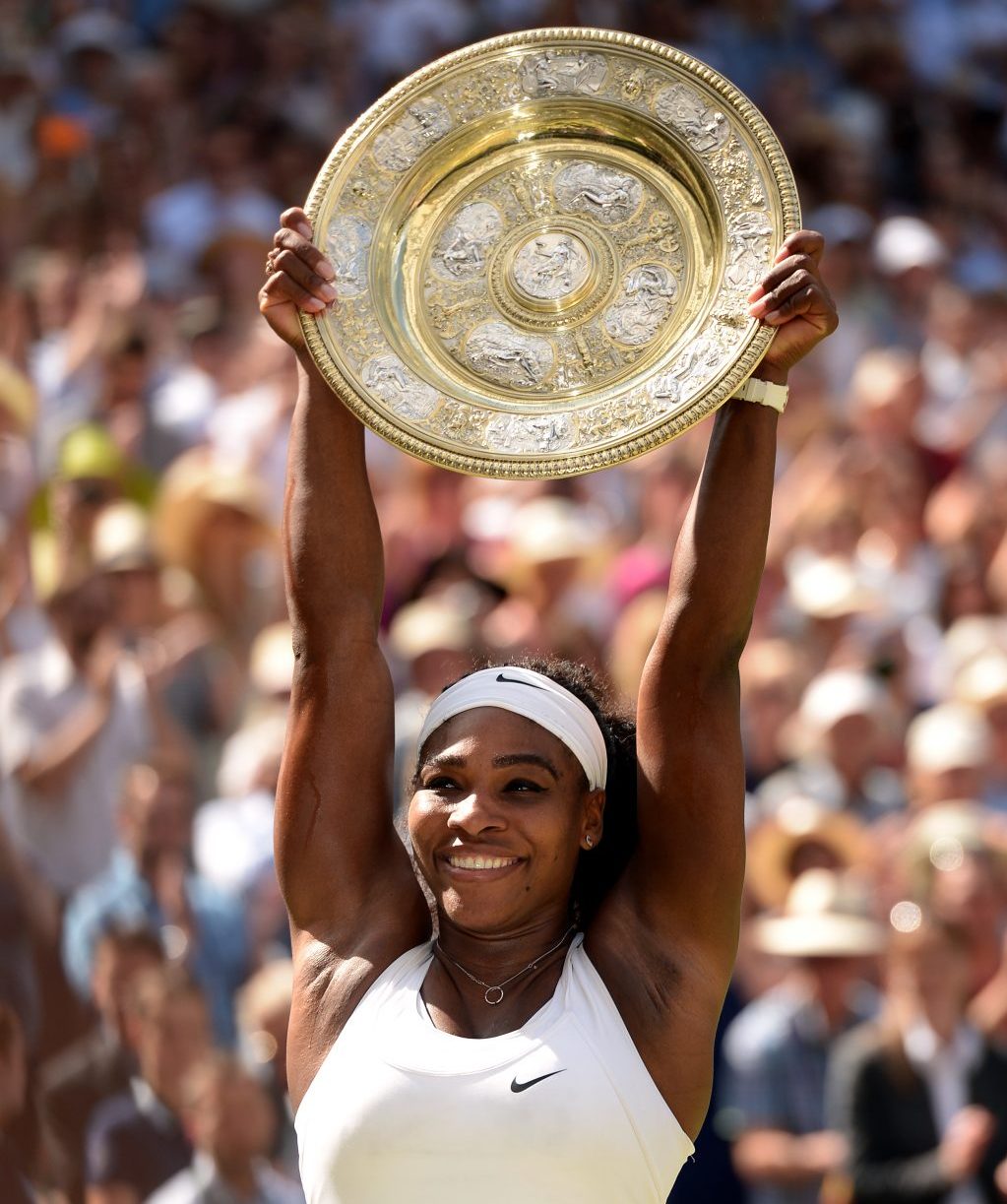 Serena Williams held all four major trophies at the same time after winning Wimbledon in 2015 at the age of 33