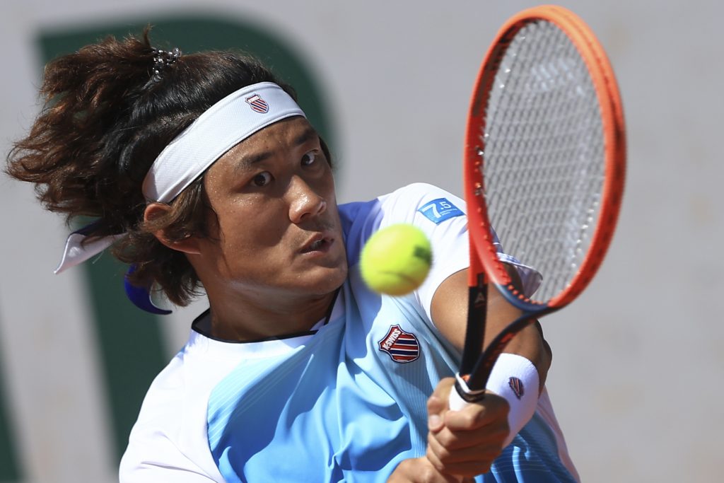 Pictured: Zhang Zhizhen during a match