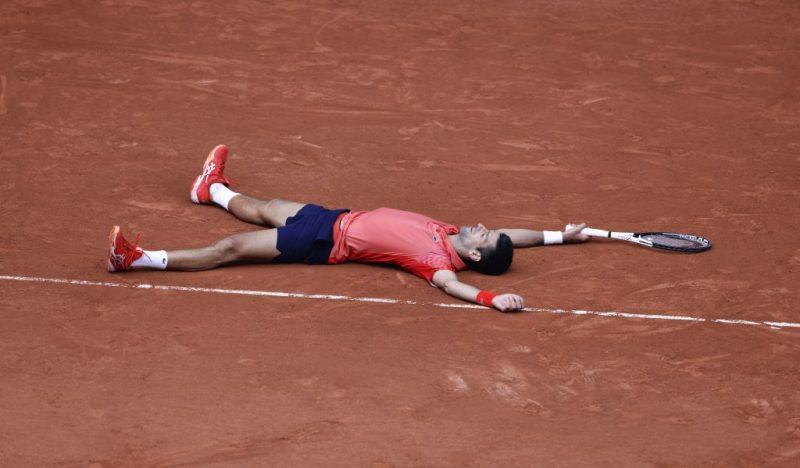 Novak Djokovic hits the deck