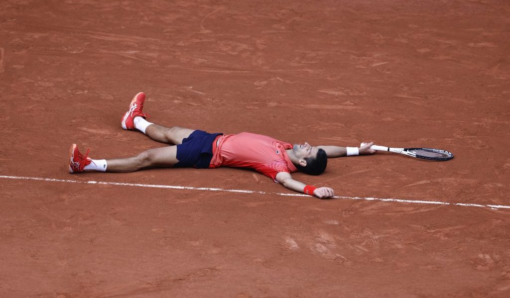 Novak Djokovic hits the deck