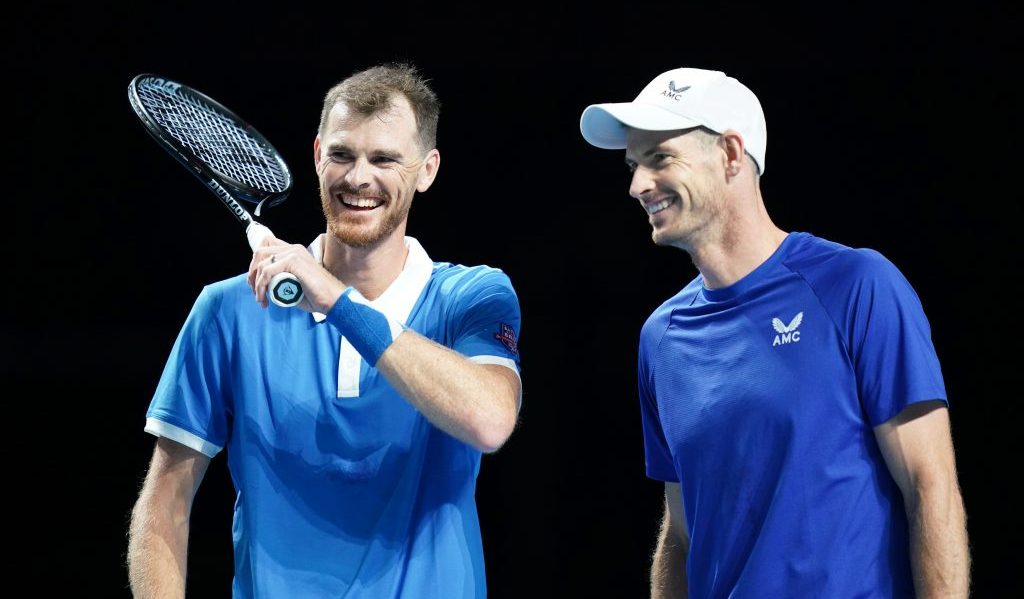 Jamie Murray and Andy Murray laughing