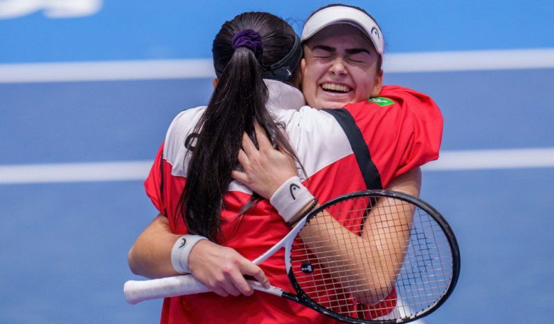 Marina Stakusic celebrates during Billie Jean King Cup