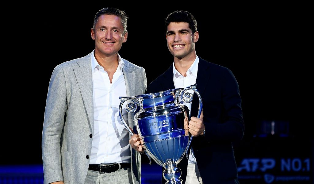 ATP chief Andrea Gaudenzi with Carlos Alcaraz