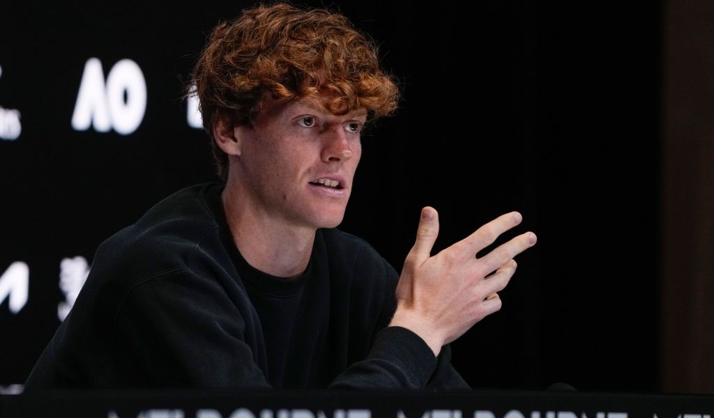 Jannik Sinner speaks to the media at the Australian Open