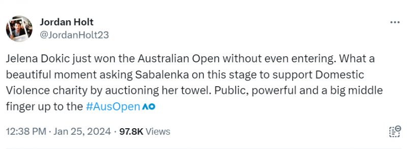 Jelena Dokic comment on X