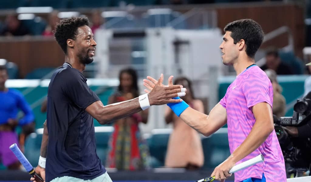 Gael Monfils and Carlos Alcaraz at the 2024 Miami Open