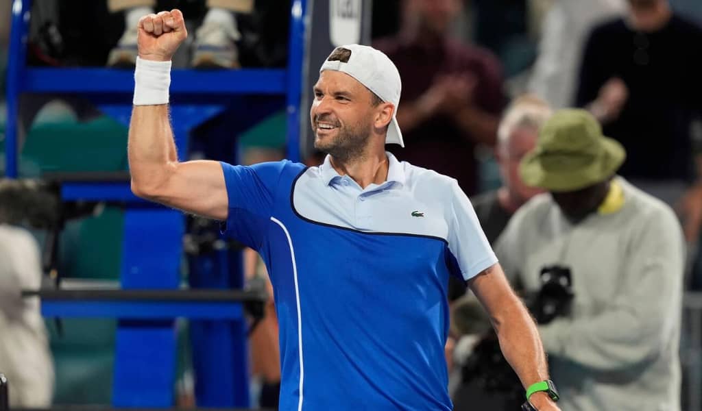 Grigor Dimitrov after beating Carlos Alcaraz at the Miami Open 2024