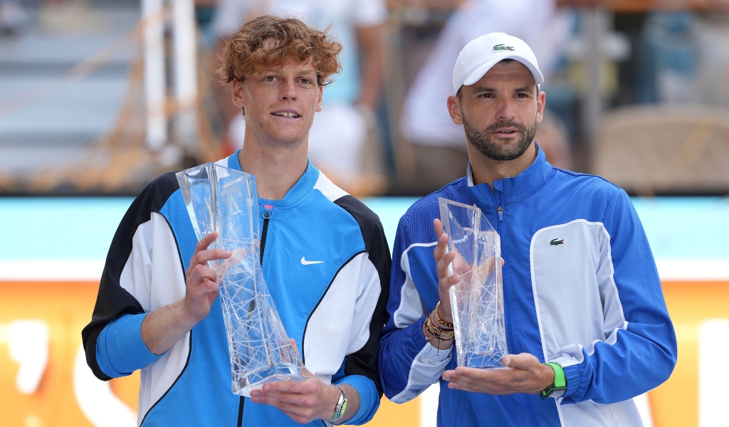 Miami Open champion Jannik Sinner and runner-up Grigor Dimitrov