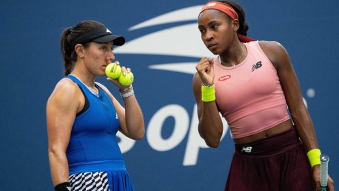 Coco Gauff and Jessica Pegula in doubles action