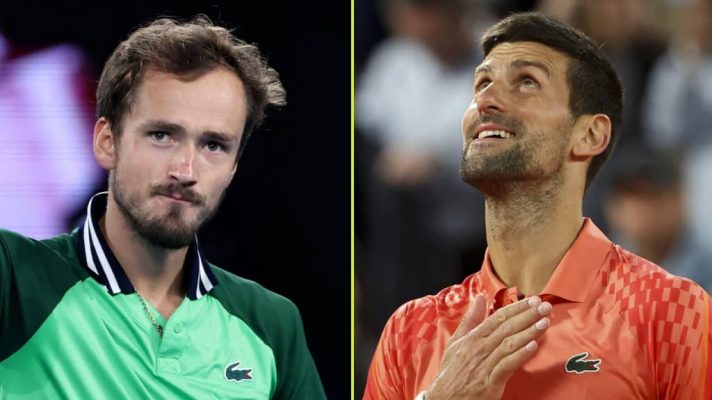 Daniil Medvedev and Novak Djokovic