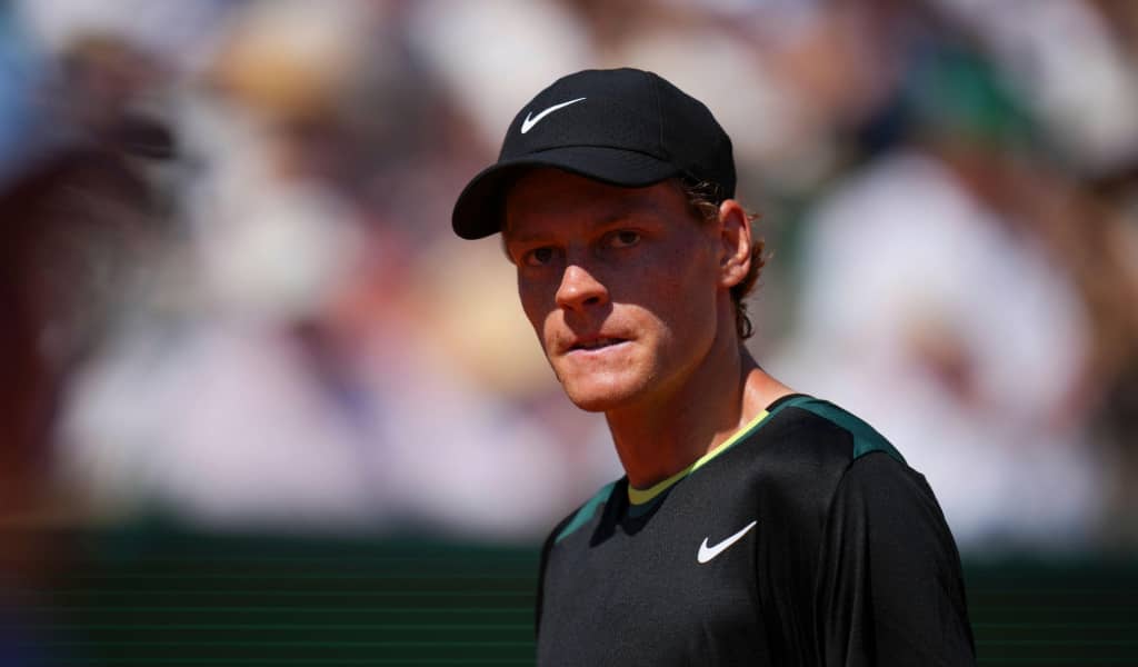 Jannik Sinner reacts during his loss to Stefanos Tsitsipas at the 2024 Monte Carlo Masters