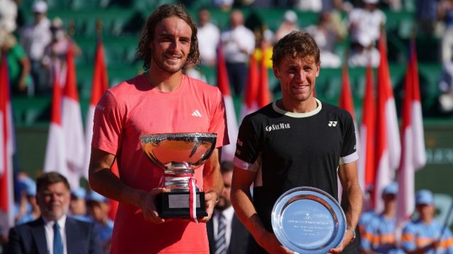 Stefanos Tsitsipas and Casper Ruud after their Monte Carlo final