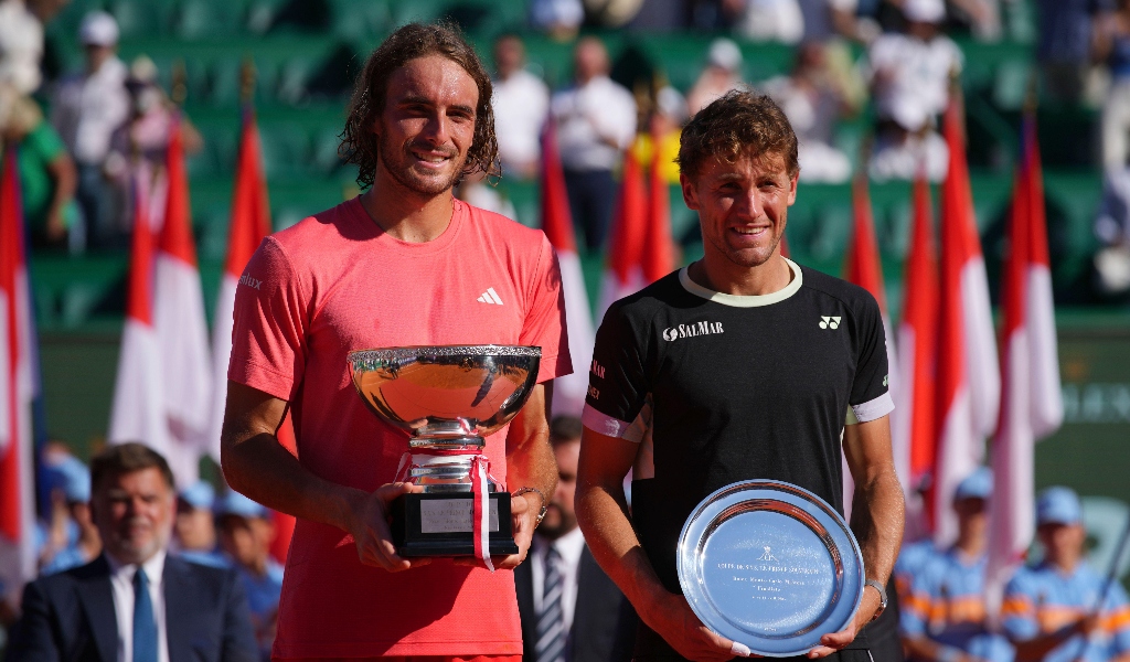 Stefanos Tsitsipas and Casper Ruud after their Monte Carlo final