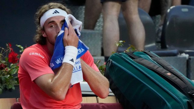 Stefanos Tsitsipas in action