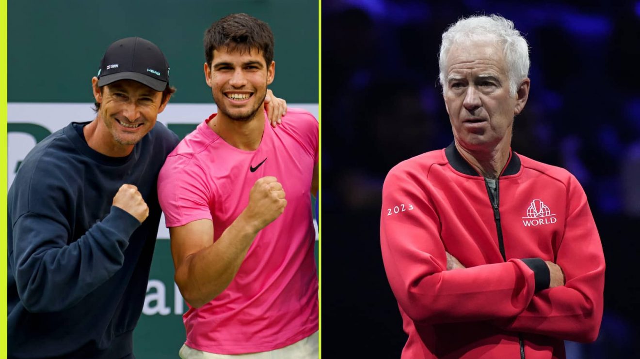 Carlos Alcaraz, Juan Carlos Ferrero and John McEnroe
