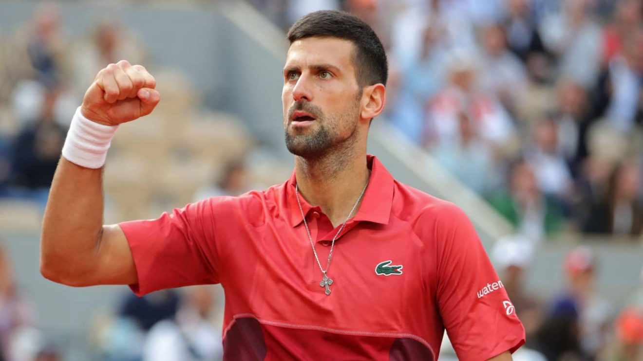Roland Garros, Paris, France. 3rd June, 2024. 2024 French Open Tennis tournament, Day 9; Novak Djokovic (ser) celebrates winning the match against Francisco Cerundolo