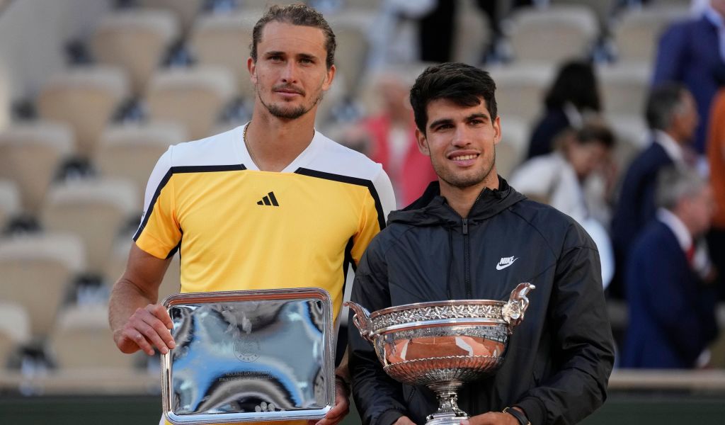 Alexander Zverev and Carlos Alcaraz after the 2024 French Open finalAlexander Zverev and Carlos Alcaraz after the 2024 French Open final