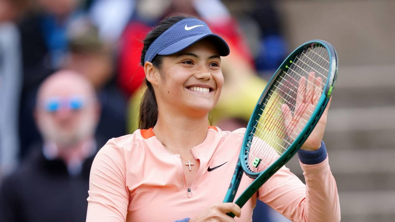 Emma Raducanu following her match against Ena Shibahara (not pictured) on day two of the Rothesay Open at the Lexus Nottingham Tennis Centre, Nottingham