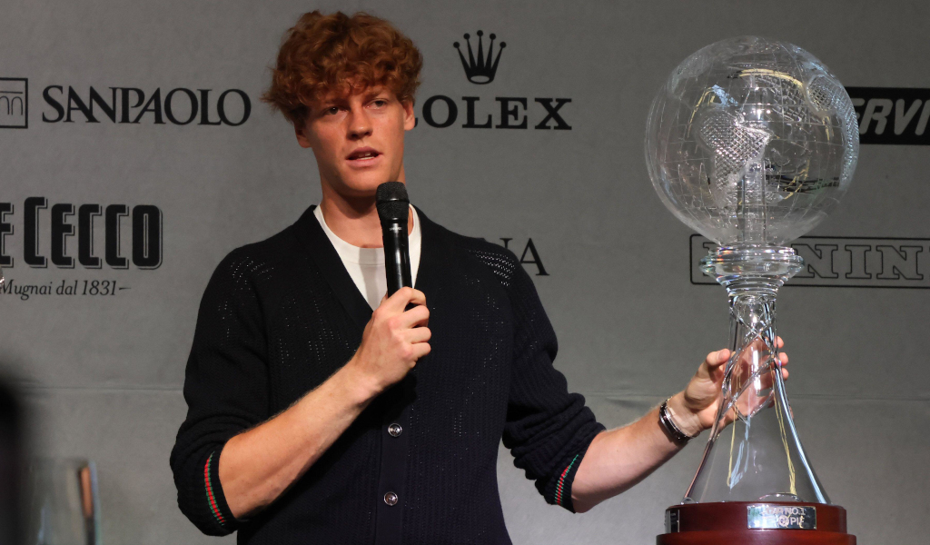 New world No 1 Jannik Sinner with the trophy