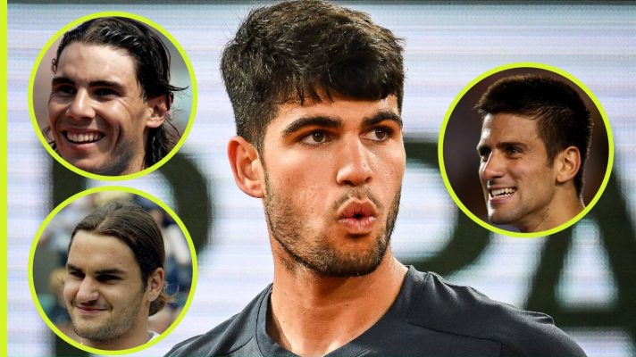 Carlos Alcaraz, Rafael Nadal, Roger Federer and Novak Djokovic