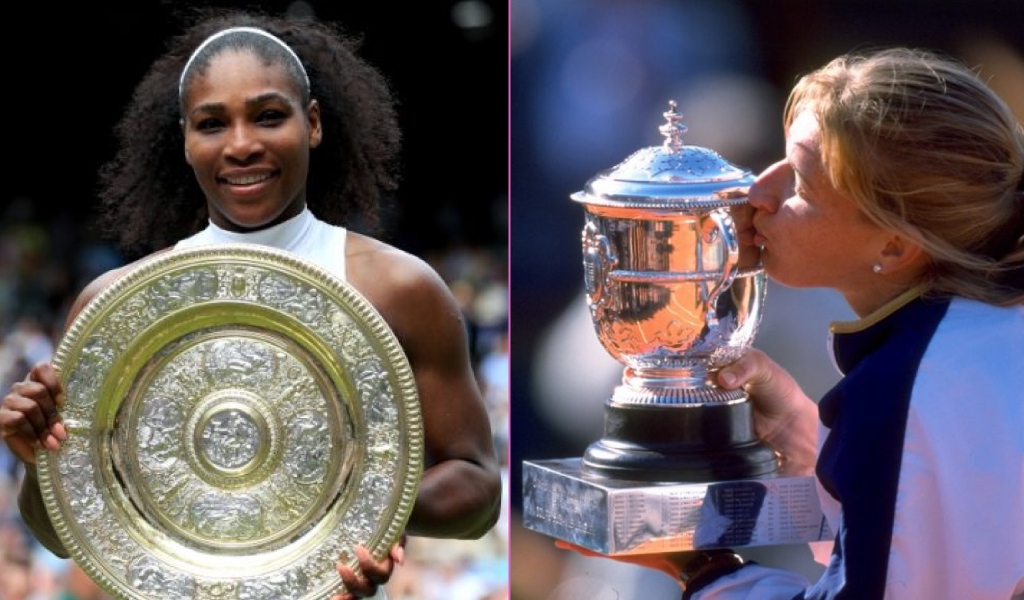 Serena Williams at Wimbledon, and Steffi Graf at the French Open