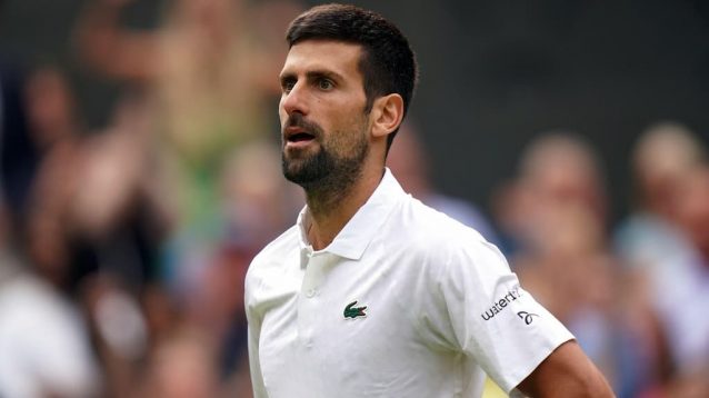 Novak Djokovic on court at Wimbledon