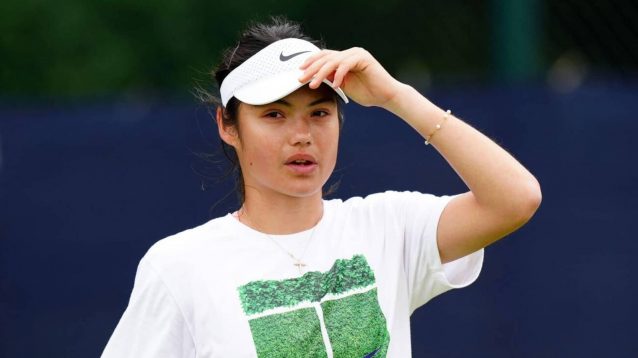 Emma Raducanu looks on during a practice session in Nottingham