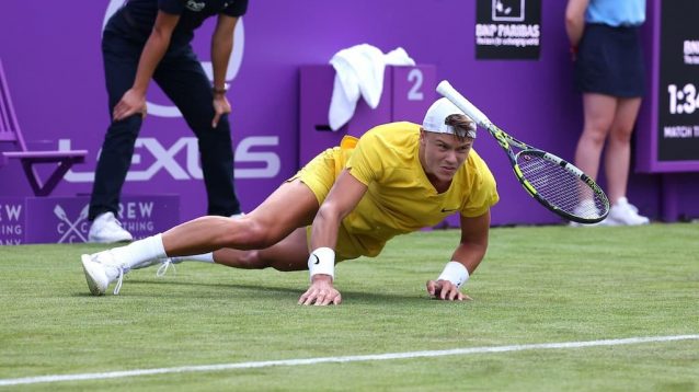 Holger Rune during his round one loss at Queen's