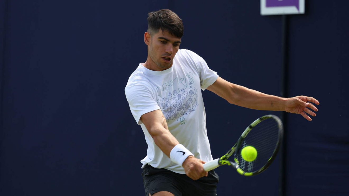 Carlos Alcaraz practises ahead of a return top the ATP Tour