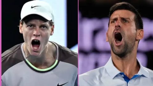 Jannik Sinner and Novak Djokovic screaming