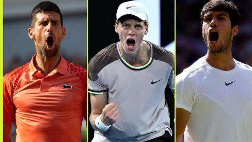 Novak Djokovic v Jannik Sinner v Carlos Alcaraz screaming