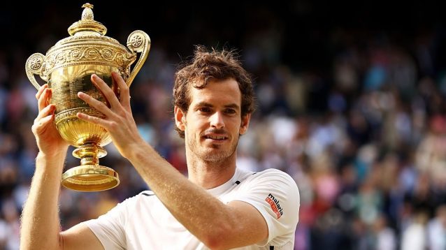 Andy Murray with the Wimbledon trophy