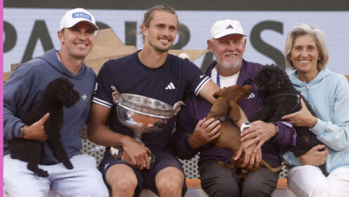 Pictured: Alexander Zverev with his brother Mischa, father Alexander Sr and mother Irina