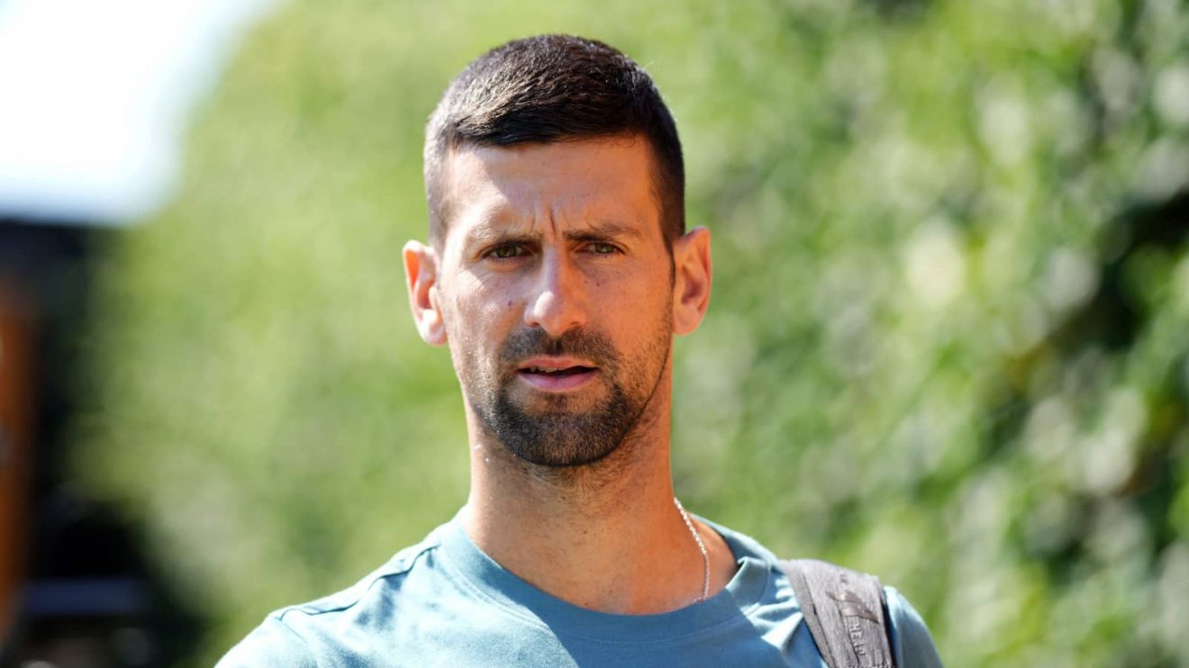 Novak Djokovic looks on ahead of Wimbledon in 2024