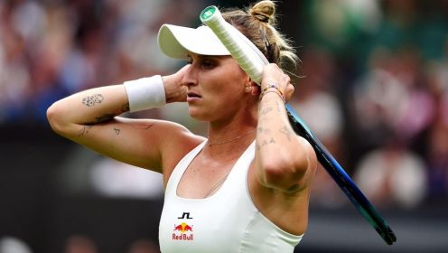 Marketa Vondrousova during her Wimbledon defeat