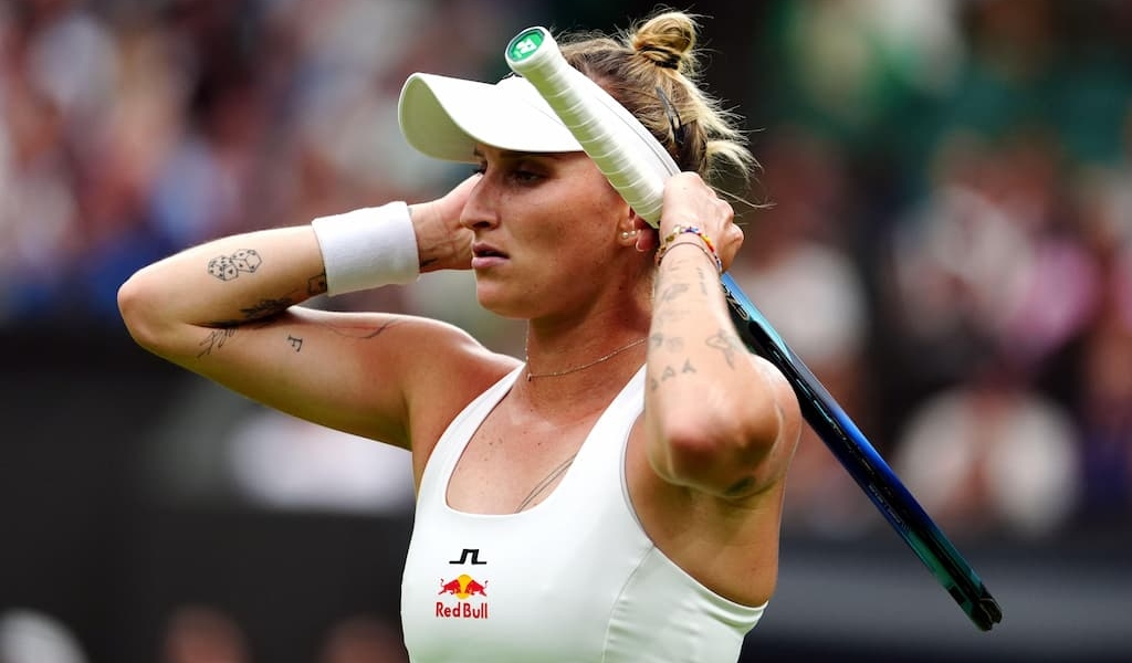 Marketa Vondrousova during her Wimbledon defeat
