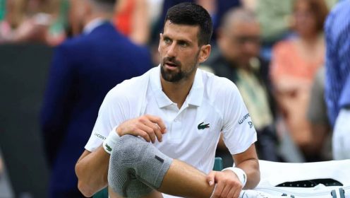 Novak Djokovic is wearing a knee brace at the 2024 Wimbledon Championships
